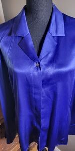 VINTAGE LIZ CLAIBORNE SAPPHIRE BLUE SILK BLOUSE